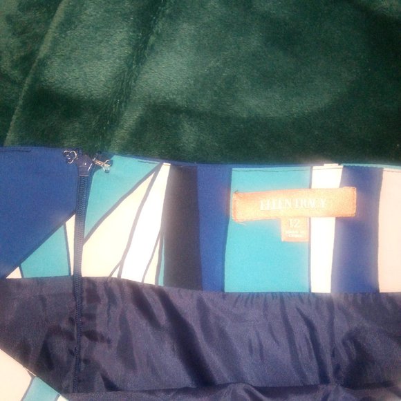 NWT Ellen Tracy Geometric Print Faux Wrap Mulitcolored Skirt Sz 12 - Picture 9 of 11